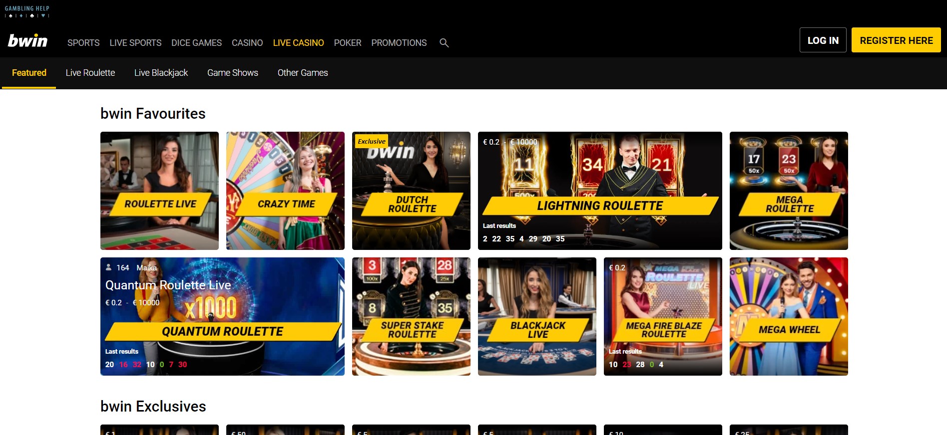 b win casino live spellen