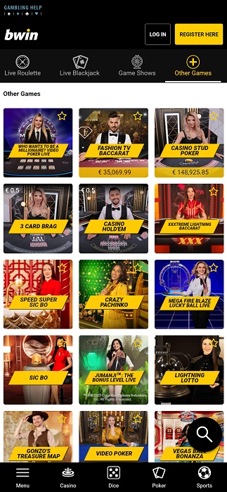 Bwin live casino