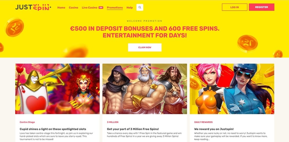 JustSpin casino bonus