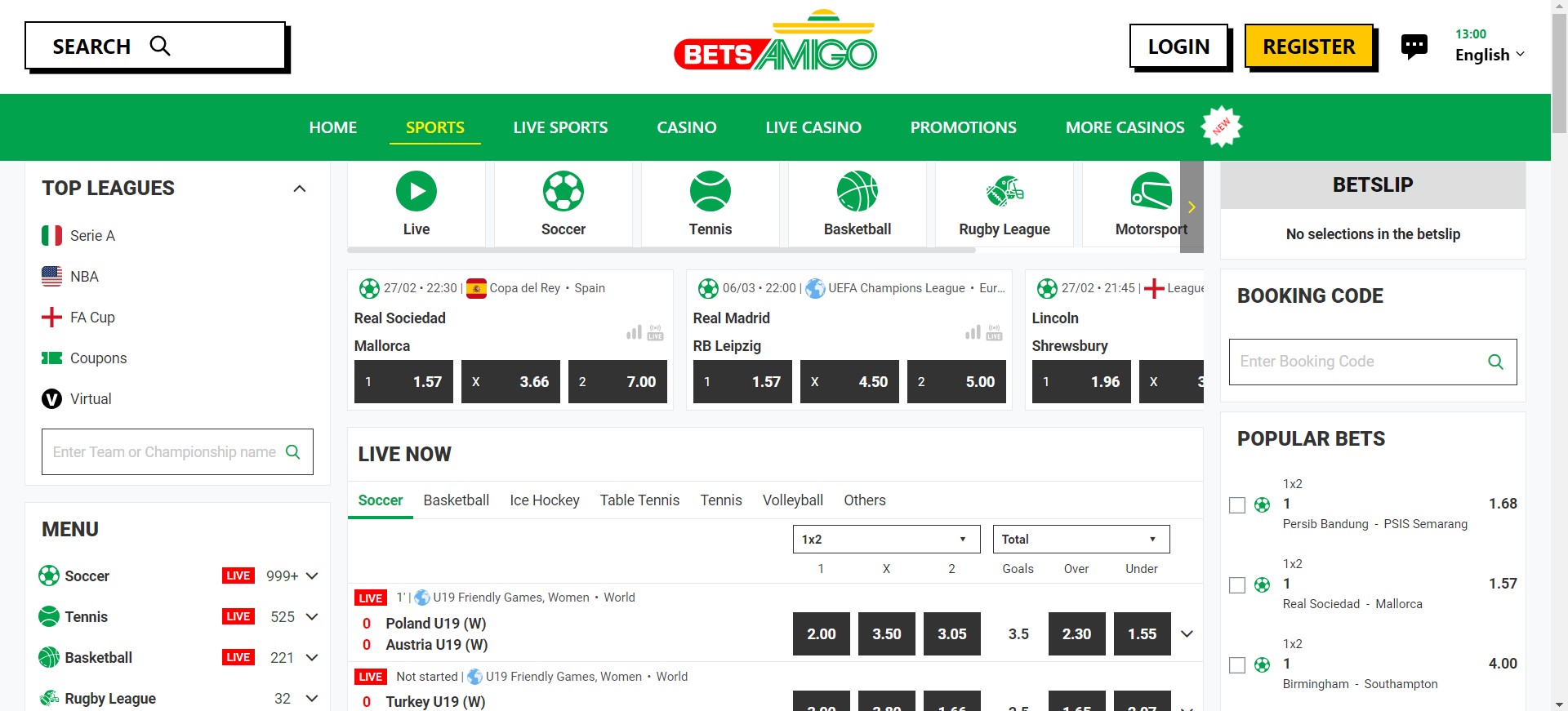 BetsAmigo casino screenshot van sportweddenschappen