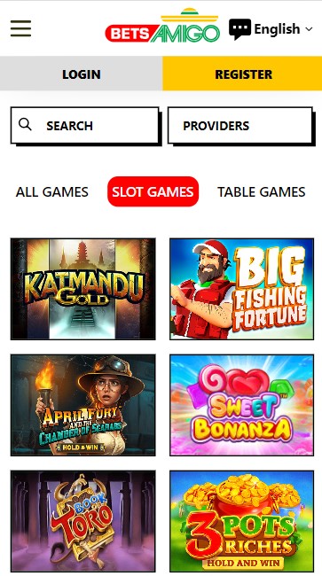 BetsAmigo casino screenshot van mobiele slots