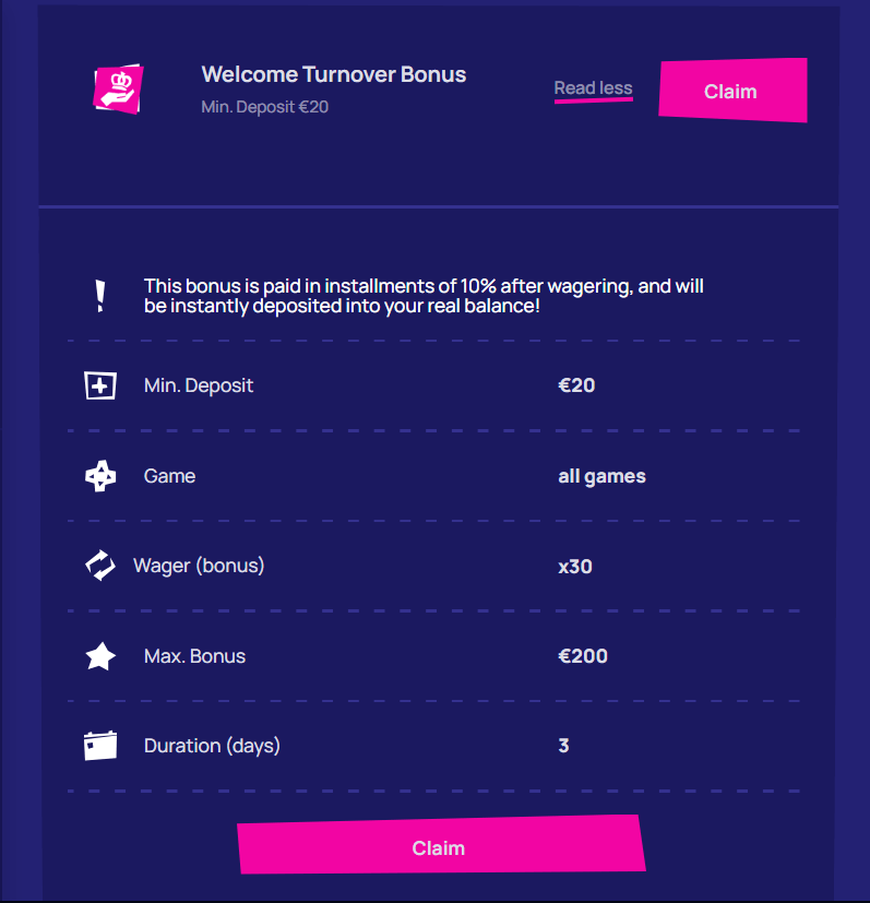 Royspins Online Casino welcome bonus
