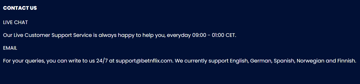 betnflix casino contactgegevens