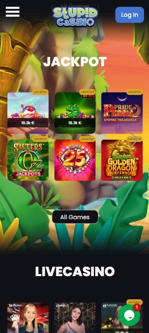 mobiele screenshot van de jackpots bij stupid casino