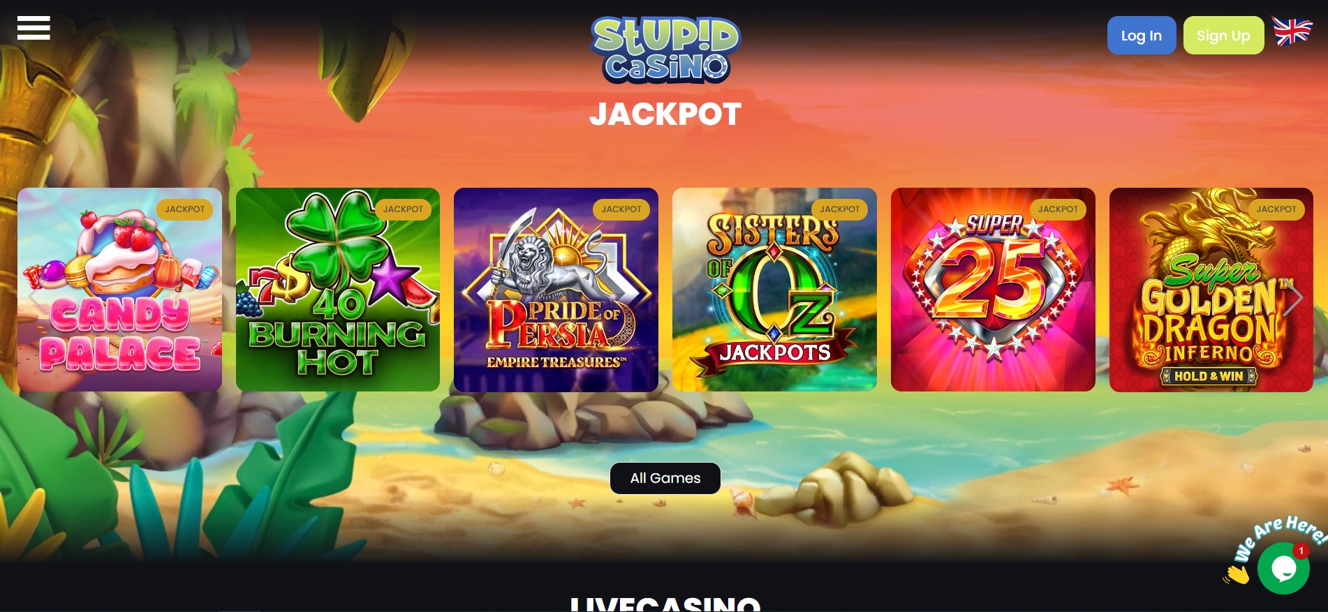 screenshot van jackpots bij stupid casino