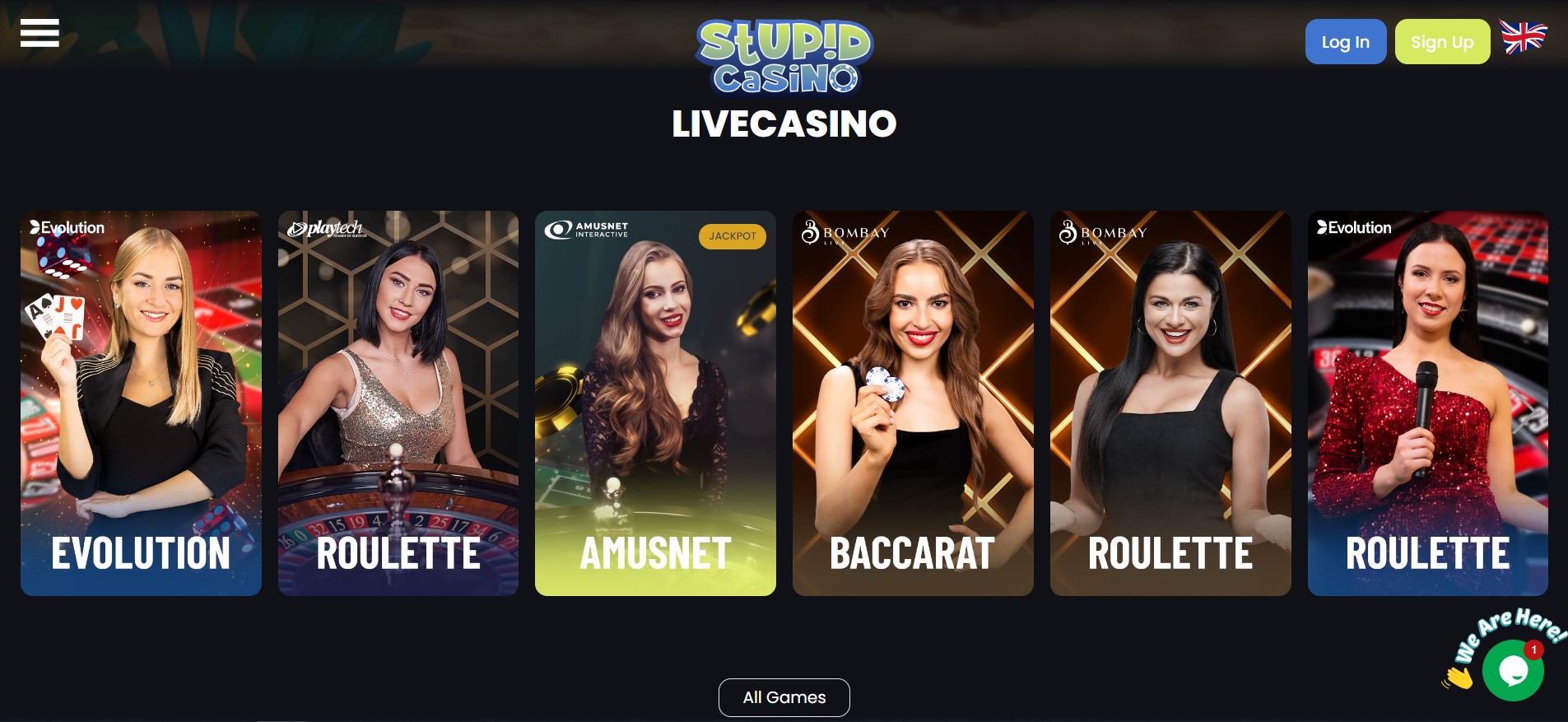 lijst met live casinospellen bij stupid casino