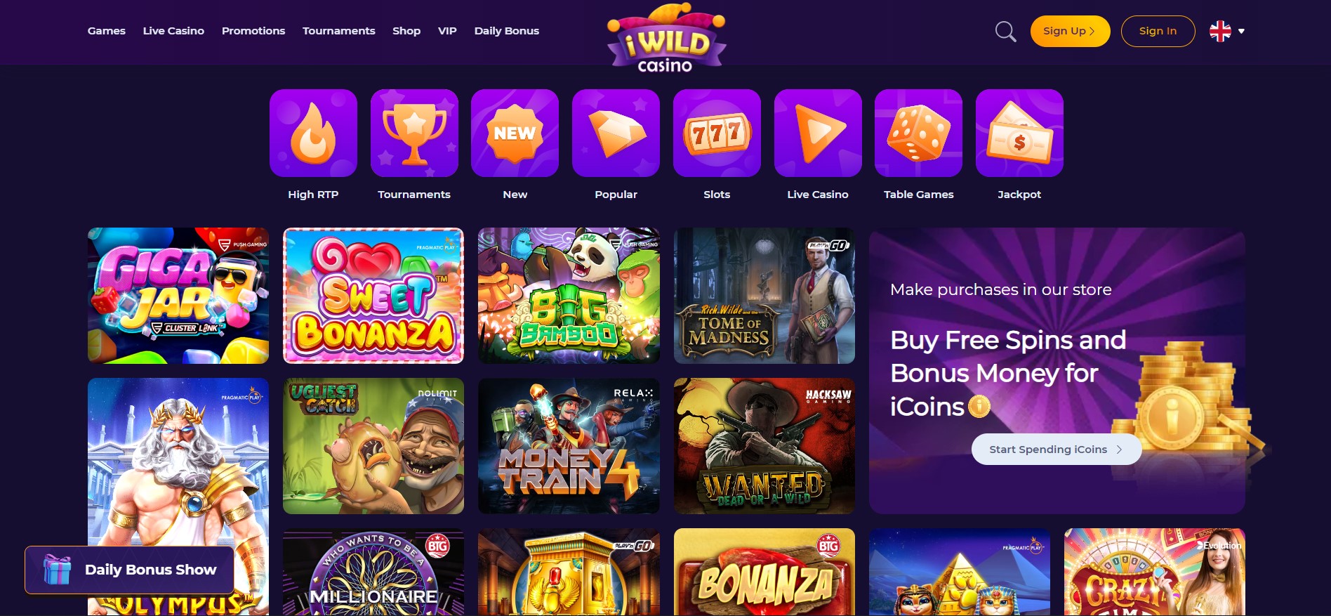 gokkasten op de website van iWild Casino