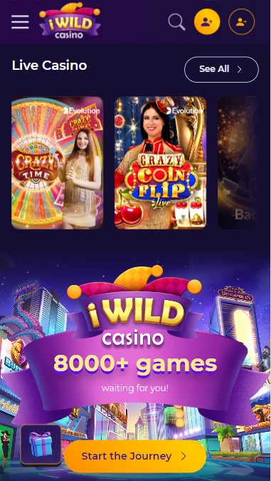 mobiele screenshot van de live casinospellen bij iWild Casino