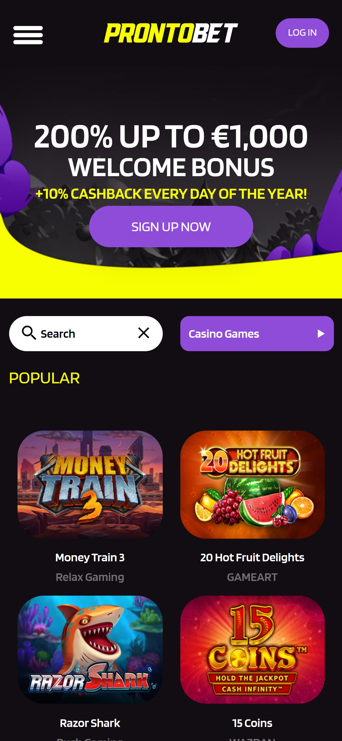 ProntoBet mobiel casino