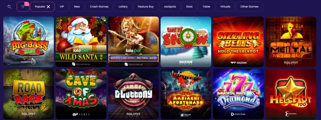 lobby van LalaBet met diverse slotgames