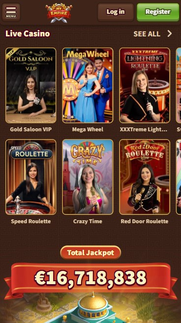 mobiele screenshot van live casinospellen van MyEmpire Casino