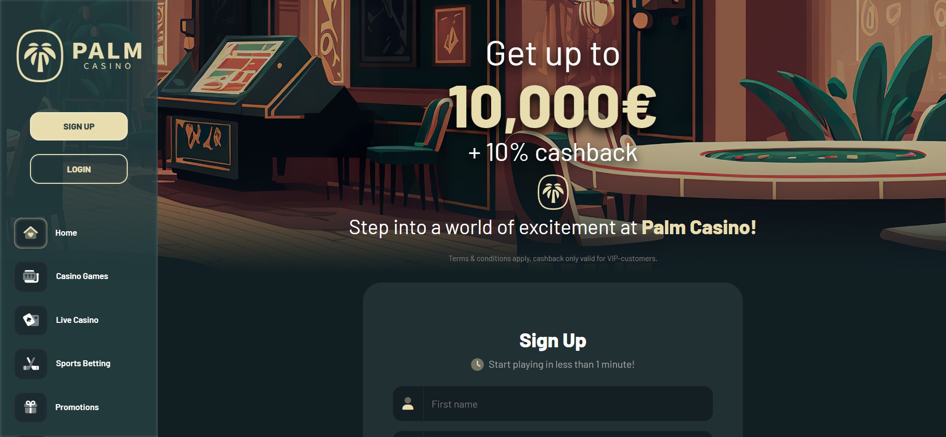 Palm Casino startpagina