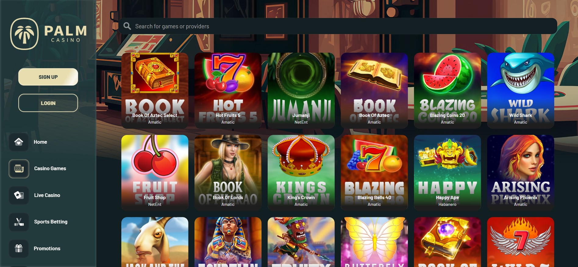 casino spelopties van Palm Casino