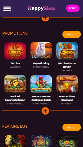 lijst met promoties op de HappySlots website