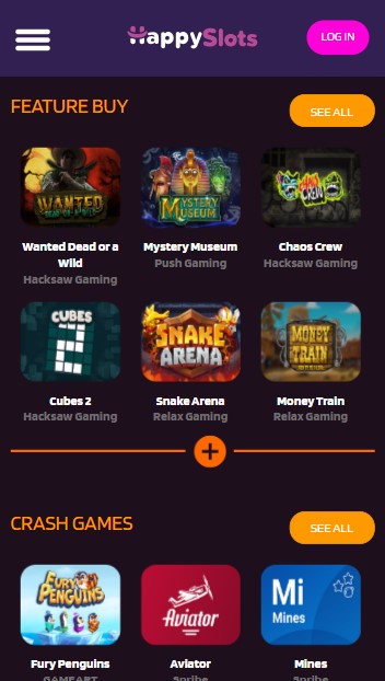 mobiele screenshot van crashspel op de HappySlots
