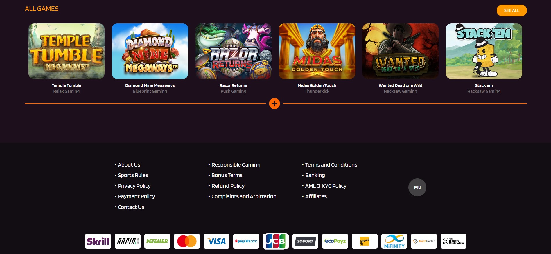 soorten spellen op de HappySlots casino website
