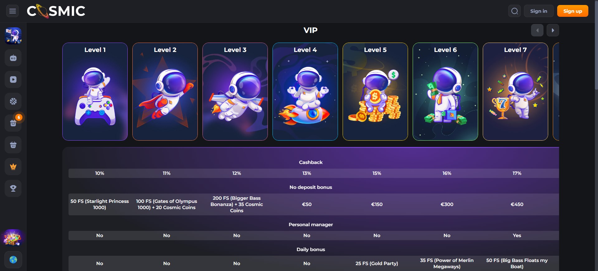 cosmic vip