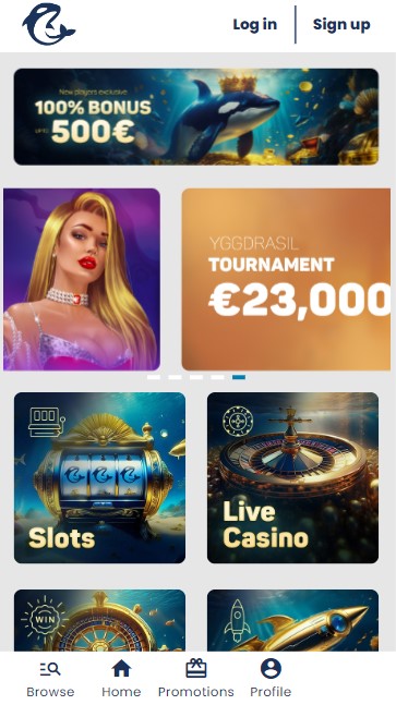 mobiele screenshot van de homepage casino orca
