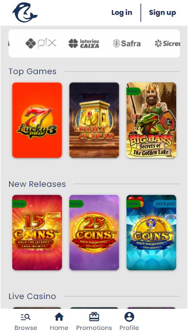 mobiele screenshot van topgames op casino orca