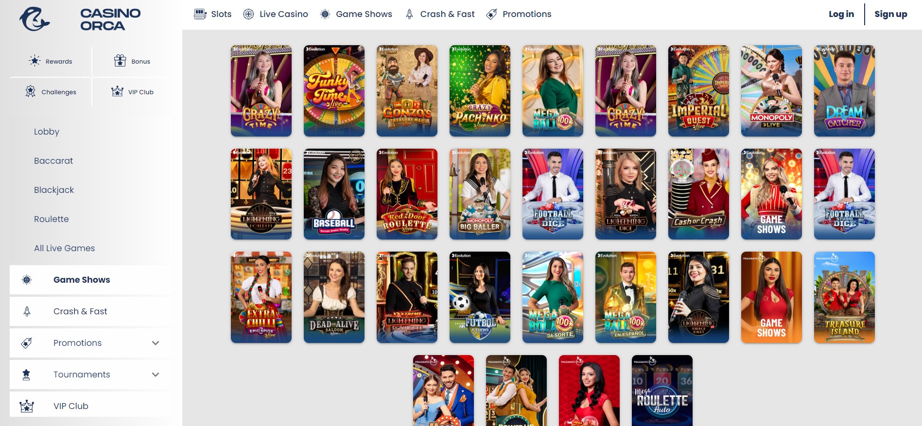 live spelshows in casino orca
