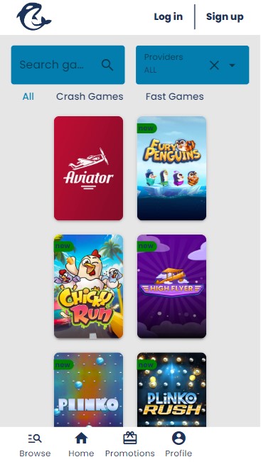 mobiele screenshot van crashspellen in casino orca