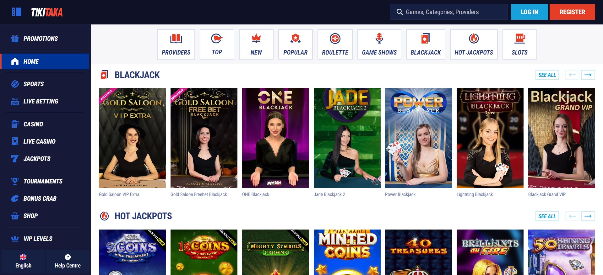 blackjack spellen bij TikiTaka Casino