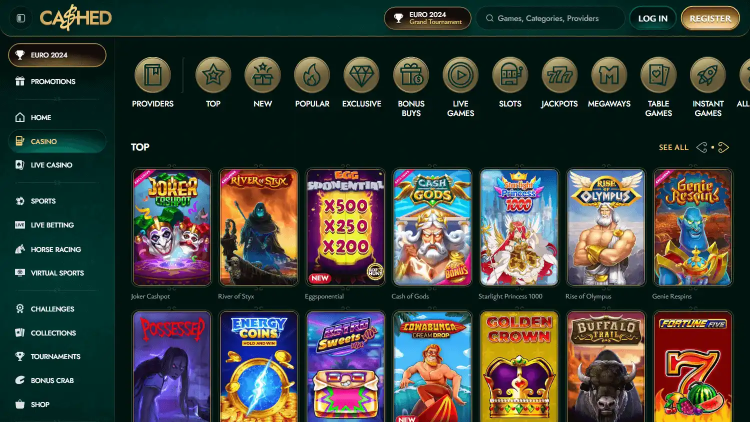 top casinospellen bij cashed casino