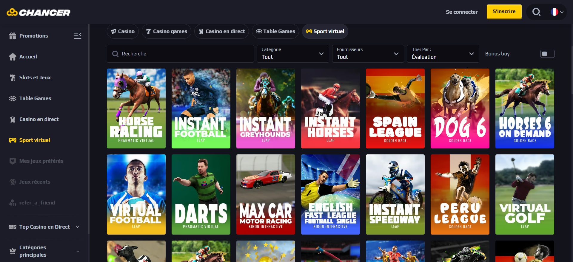 virtuele sportspellen op chancer-bet