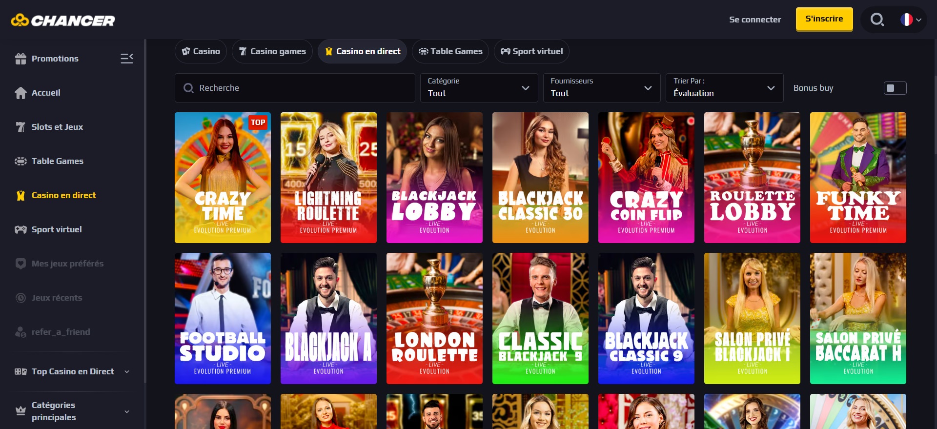 live casinospellen chancer-bet