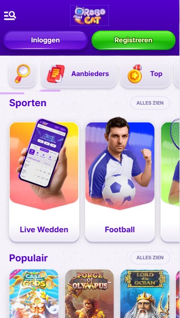 mobiele screenshot van sportweddenschappen bij robocat casino