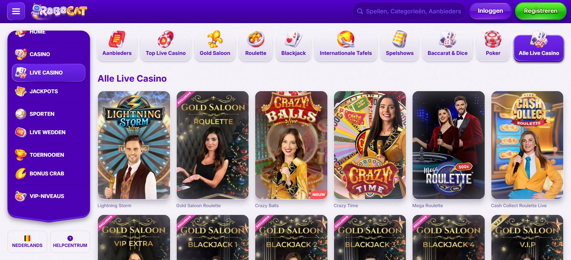 live casino robocat