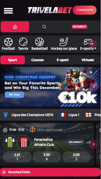 trivelabet mobiele screenshot van de sportweddenschappenpagina