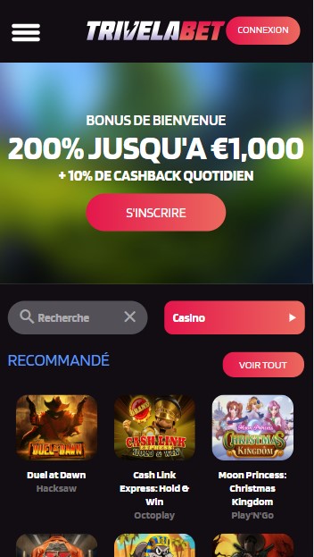 trivelabet startpagina mobiele screenshot