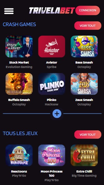 mobiele screenshot van tcrashspellen bij trivelabet