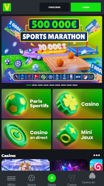 mobiele screenshot van de startpagina velobet casino