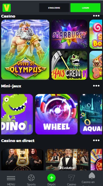mobiele screenshot van spellen bij Velobet Casino