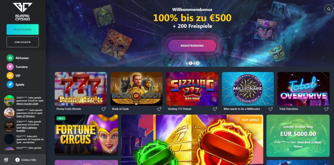 Buran Casino home page-min