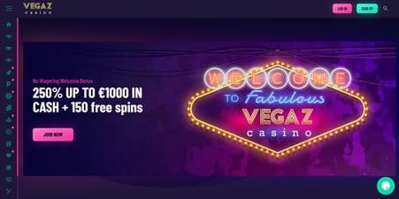 Vegaz Casino Screenshot 1