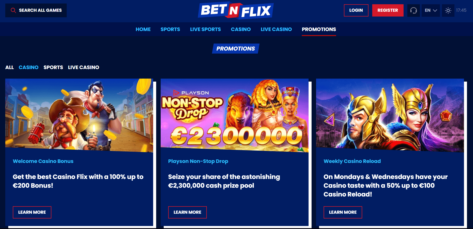 BetNFlix Casino promotions