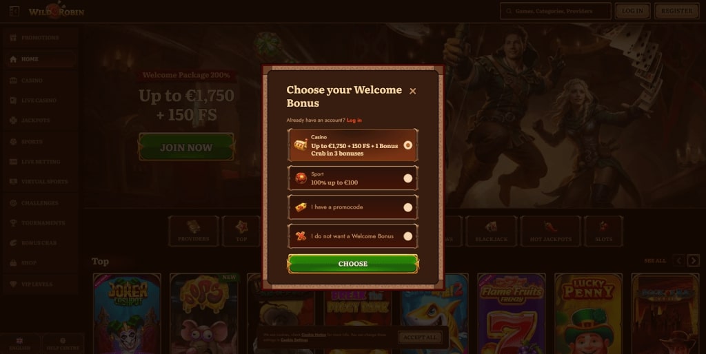 Wild Robin casino login