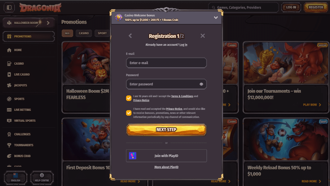 dragonia login